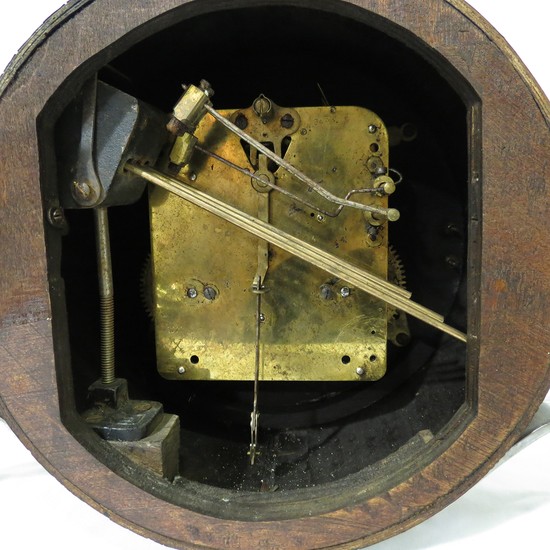 Wood and Nickel French Art Deco Clock